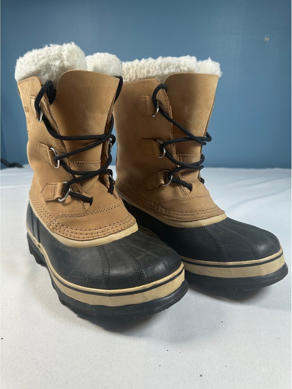 Sorel Caribou Waterproof Winter Snow Boots Buff Tan Nubuck Leather Women's Size7